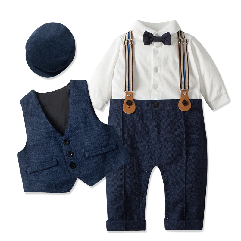 BabyBoysGentlemanSuitFormal1stBirthdayNewbornOutfitOnepiece