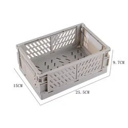 Foldable Stackable Storage Crate - Cute Portable Organizer for Makeup, Jewelry, and Toys (Gray)