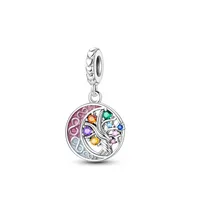 New Pink Heart Family Tree Pendant happy tree Charms house Beads Fit Original Bracelet Accessories 925 Silver Women Jewelry Gift 2