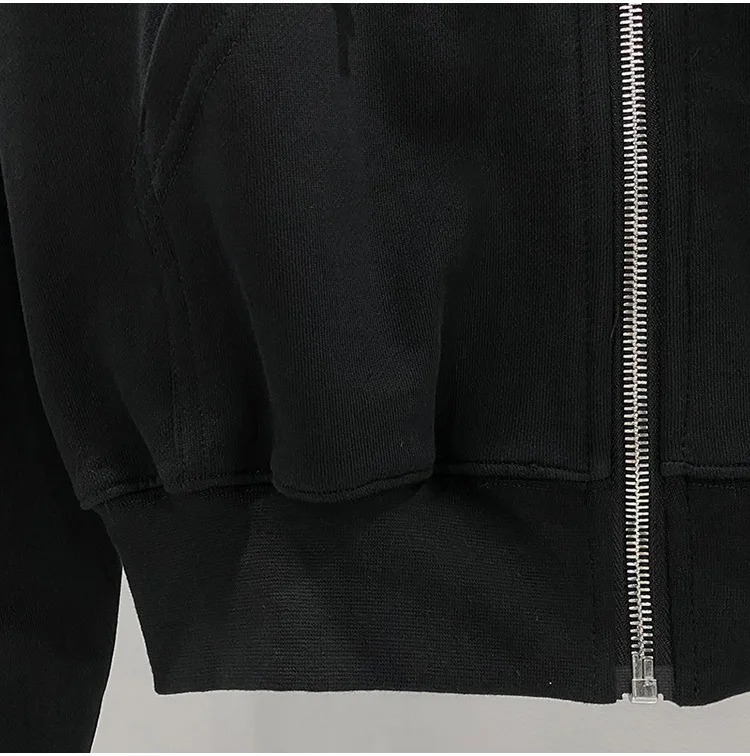 HKSH Spring New Men's Tide Punk Dark Hoodie Classic Black Coat Zipper Cardigan Hooded Long Sleeve Sweater Chic Sweatshirt HK0794