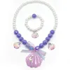 Baby Girls Beads Pearl Shell Mermaid Pendant Necklace Bracelet for Child Kids Lovely Flower Necklace Charm Jewelry For Gift 3