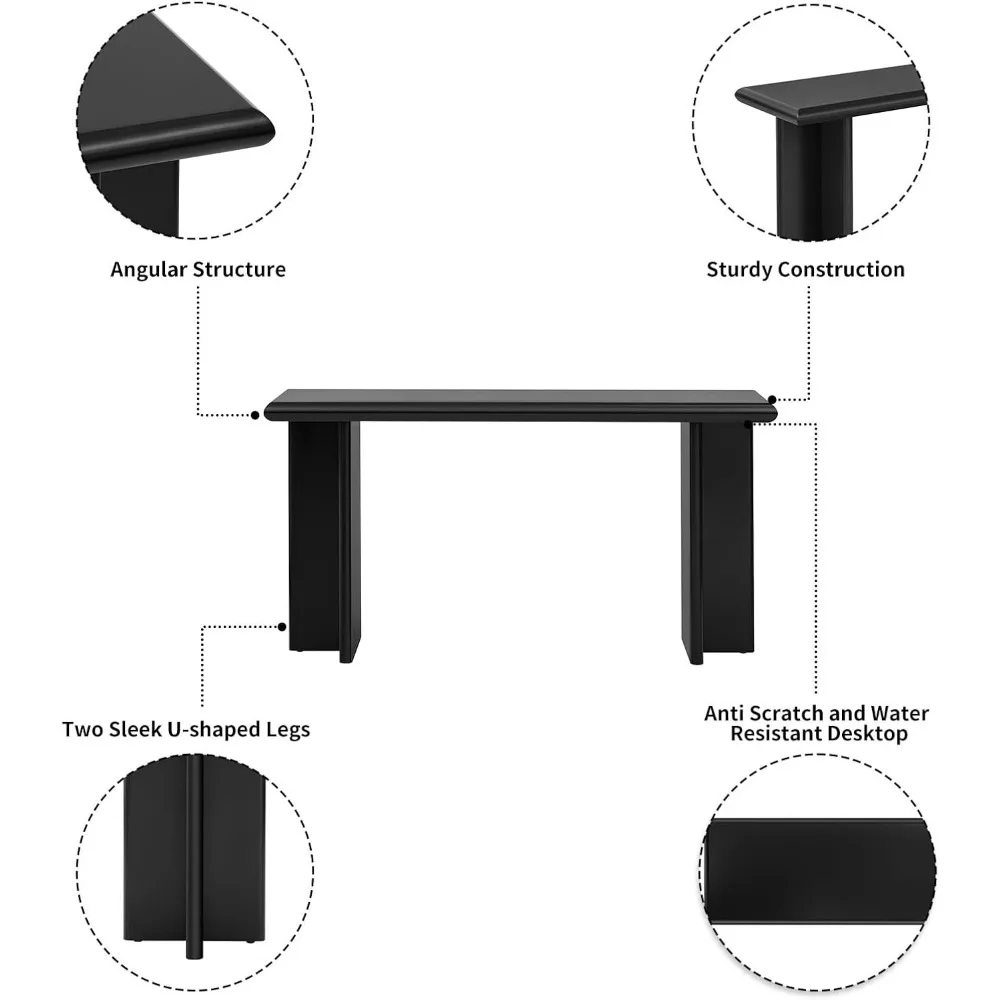 Modern console table, U-leg, 59.1 ", sofa table, narrow entrance table in hallway, Behind sofa, living room, foyer 4