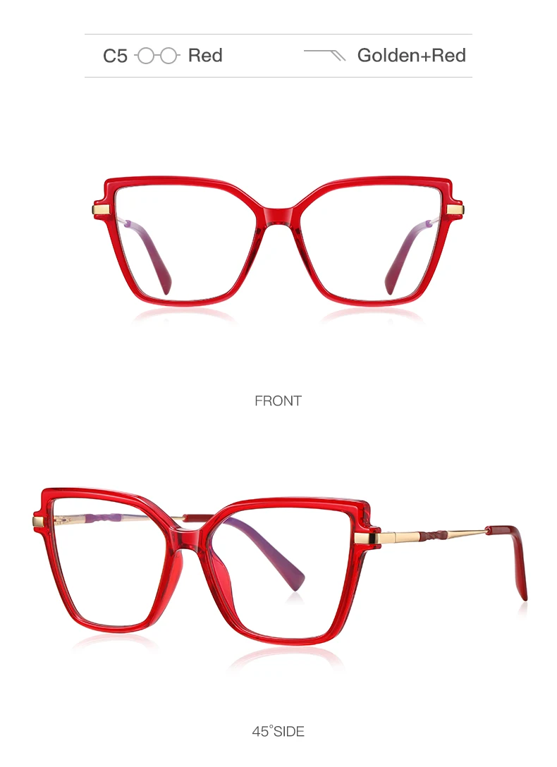 VICKY Simple Design Fashionable Large Frame Anti-Blue Light Glasses Women's Reading Glasses Customizable Prescription PFD2208
