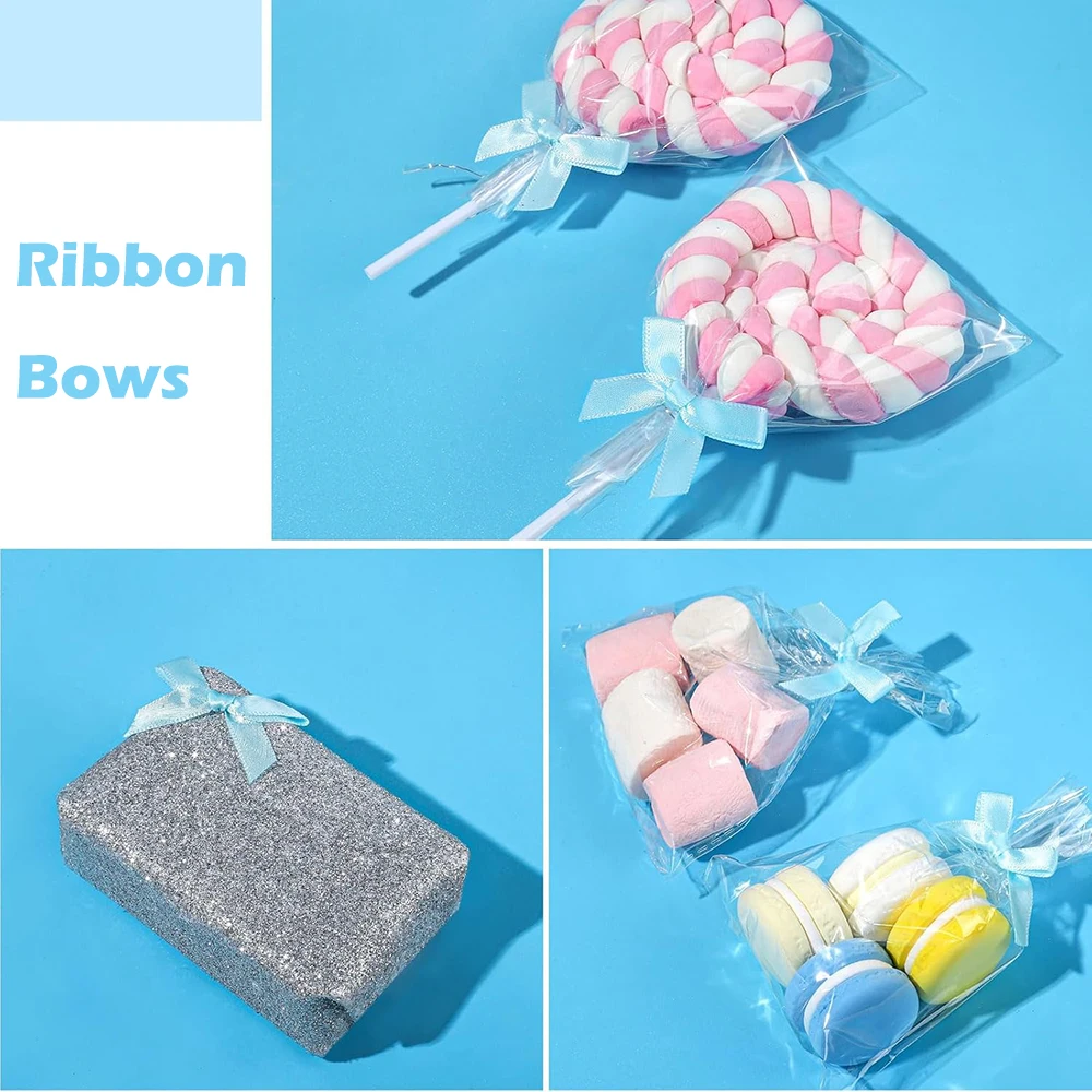 50/100 Stück Mini blaue Satinbandschleifen rosa kleine Schleife DIY Handwerk Geschenk Hochzeit Geburtstag Party Dekorationen Schleife Blumendekor – Detail 7