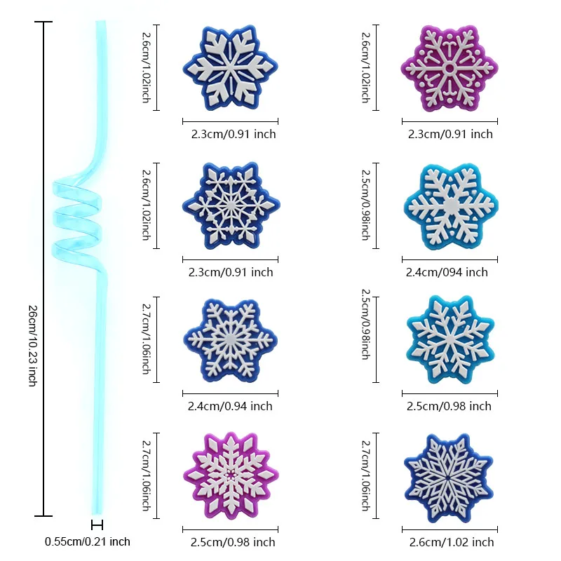 Colorful Snowflake Spiral Straws – Reusable Drinking Set
