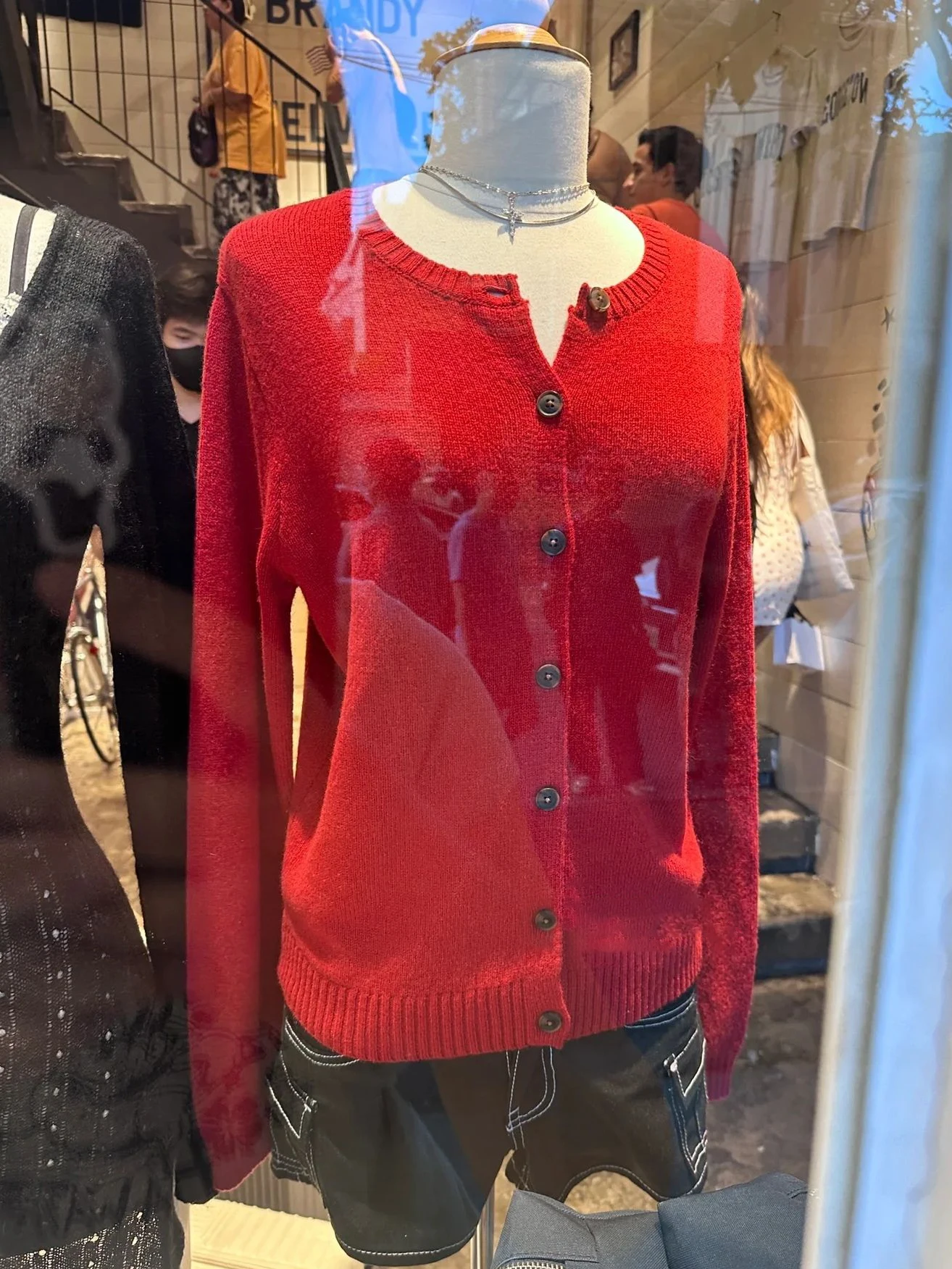 Description Picture 3 of itemNew Red Knitted Sweater Cardigan Autumn Round Neck Single Breasted Cotton Knitwear Casual Vintage Simple Solid Sweaters Coat Y2k
