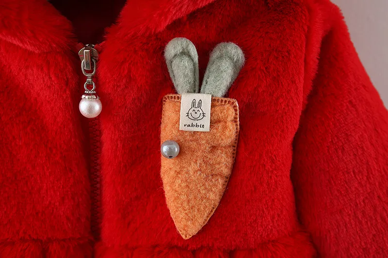 Winter neue Mädchen Plüsch mantel Neugeborene Mädchen warm verdickte Plüsch jacke Kapuze Top Baumwoll mantel (9 Monate-3 Jahre alt) – Detail 9