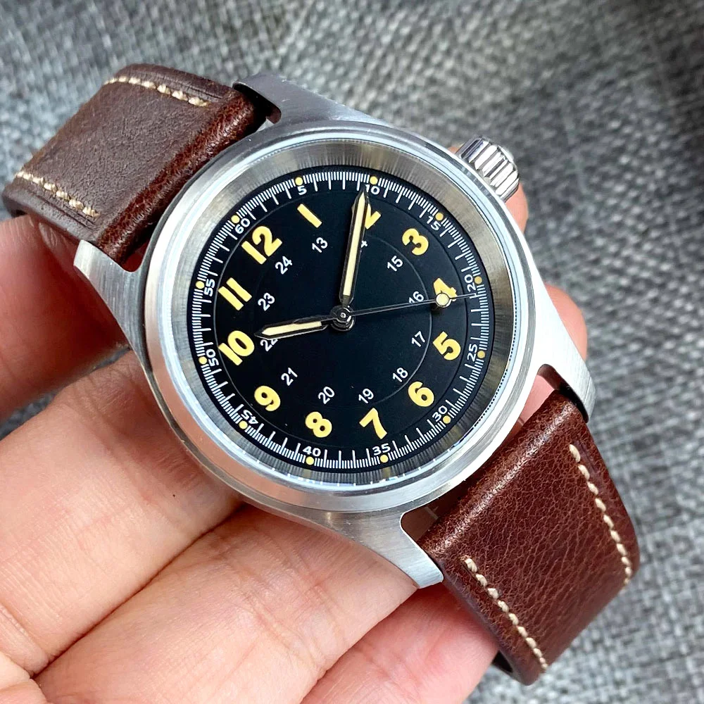 Tandorio Diving Watch 36mm Pilot Aviator NH35A PT5000 Automatic Watch Men 20ATM Water Resistant Black Dial Flat Sapphire 2023 sepatu perempuan 2023 anak anak indah ikatan simpul flat putri bayi antiselip sepatu anak anak klasik sepatu hitam datar dengan