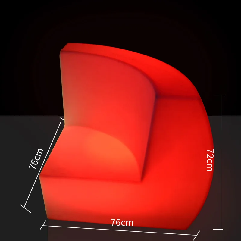 Rechargeable LED Sofa 76*76*72cm Patio Outdoor Furniture Sets Luminous Garden Chair PE Plastic Glow Stools Light Up Furniture