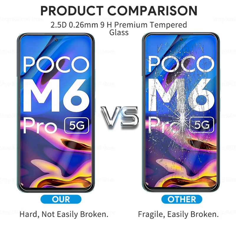 Protective Glass Case 3PCS For Xiaomi Poco M6 Pro 5G HD Tempered Film Pocco M 6Pro 6 Pro M6Pro Screen Protectors Cover 6.79inch