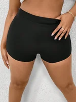 Plus Size Women's Plus Size Pleated Front Hollow Shorts High Waisted Asymmetric Mini Shorts Solid Colour - Image 4