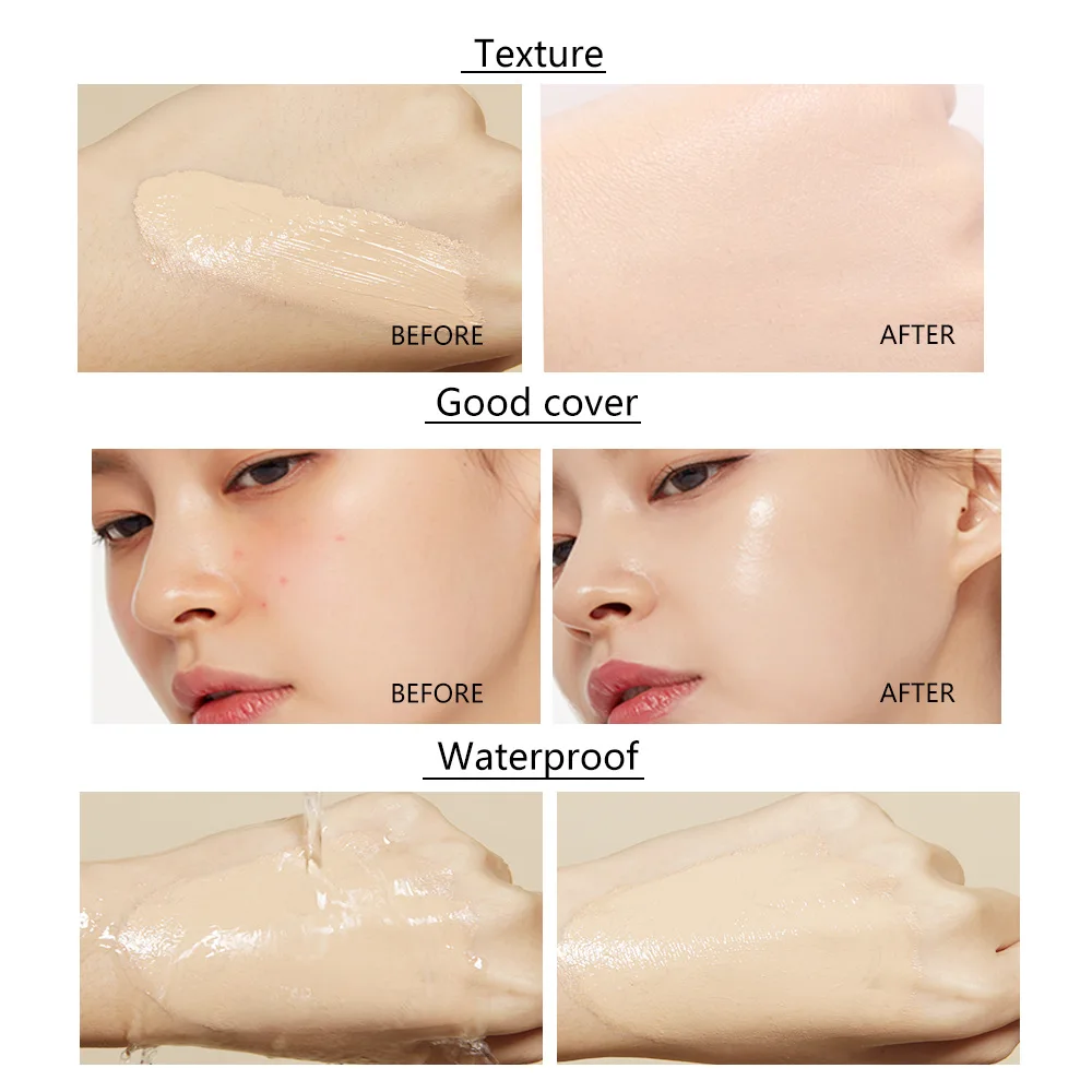 Liquid foundation naturally covers flaws without sticking powder, plain face cream, transparent foundation, conceals blemishes 4