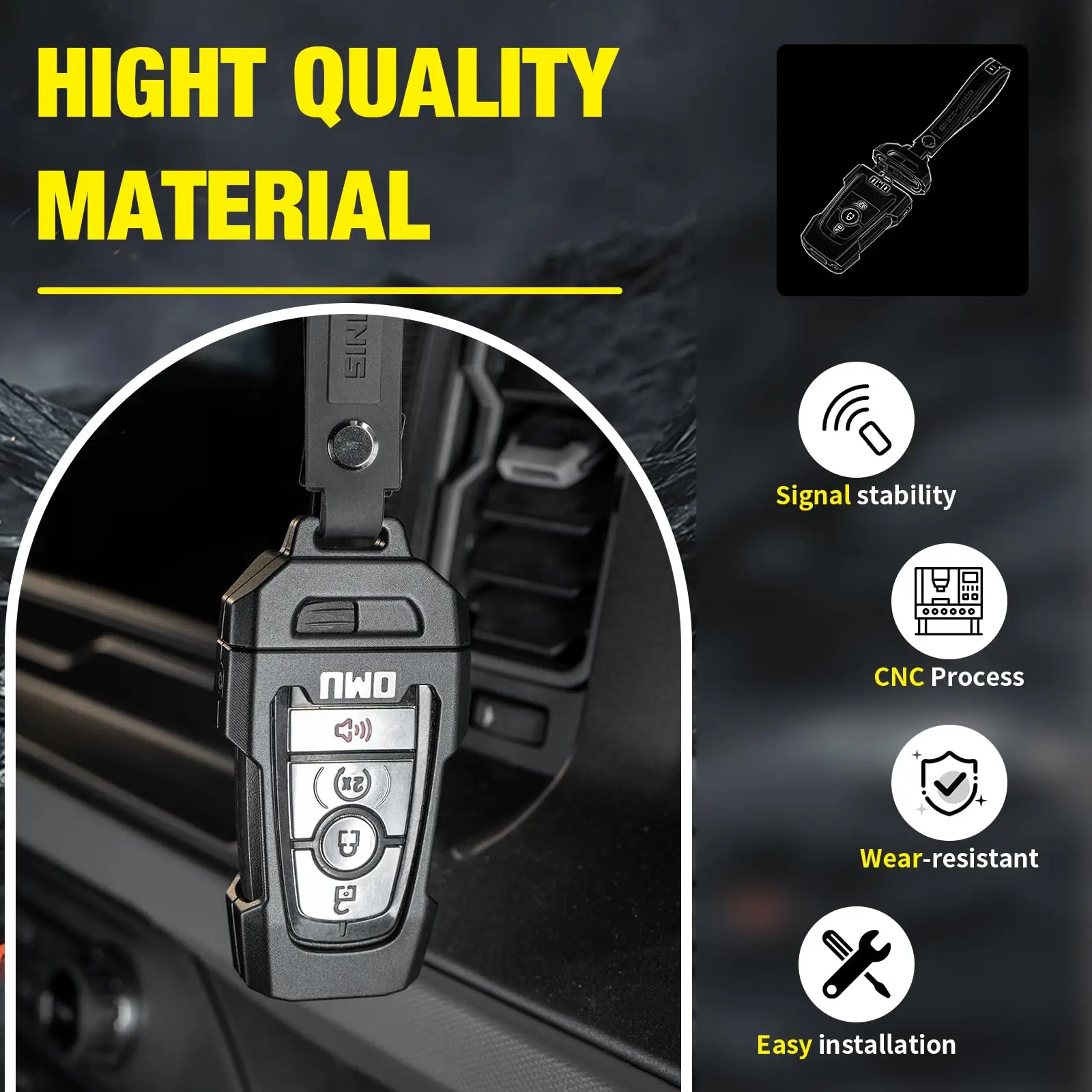 포드 브롱코 랩터 엣지 퓨전 익스플로러 F-150 스마트 키 3/4 버튼용 OMU 4x4 알루미늄 키 폴딩 커버 키 케이스 쉘 보호대