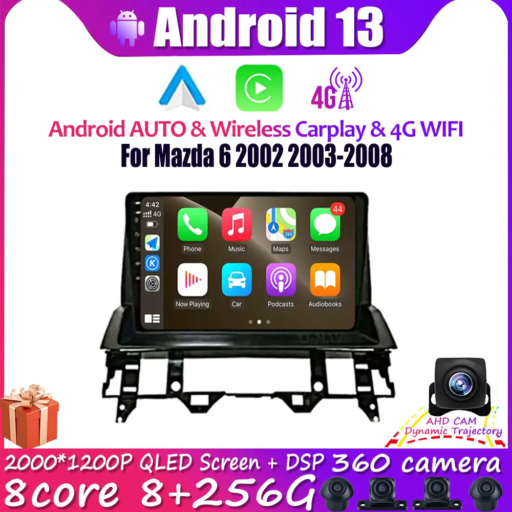 

Android 13 Car Stereo Multimedia For Mazda 6 2002 2003 2004 2005 2006 2007 2008 DSP WIFI Autoradio Radio Carplay No 2 Din DVD