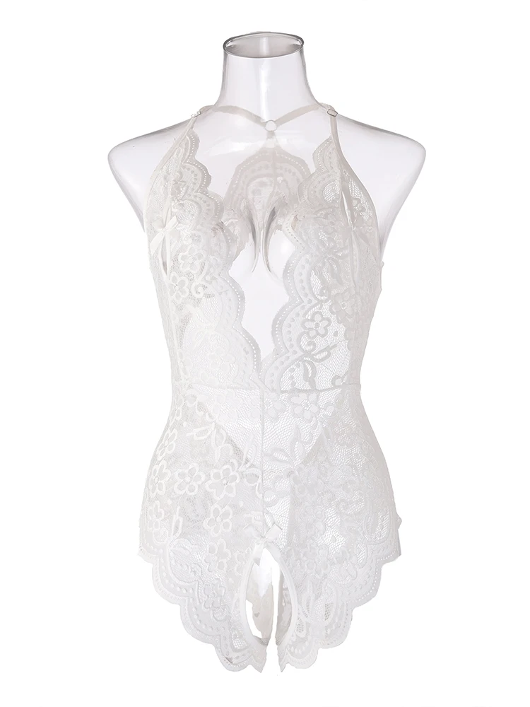 New In Sexy Lingerie For Woman Transparent Porno Teddy Costumes Babydoll Lace Dress Plus Size Underwear Crotchless Sleepwear