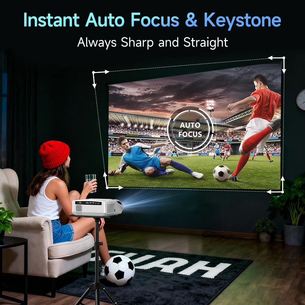 CAIWEI A10R Projetor 4k Android para casa Full HD 1080P Foco automático Wifi 6 3500 ANSI Smart TV Beam Portátil projetores no Brasil - Imagem 3