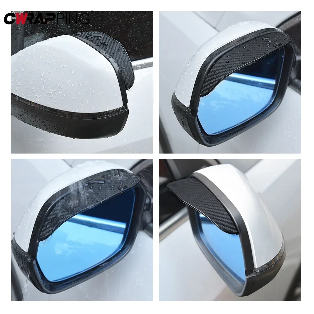 Rearview Mirror Protector Car Rearview Mirror Rain Eyebrow Carbon Fiber Sun Visor Shade Clear Vision Rain for Car Rearview Covers Accessories