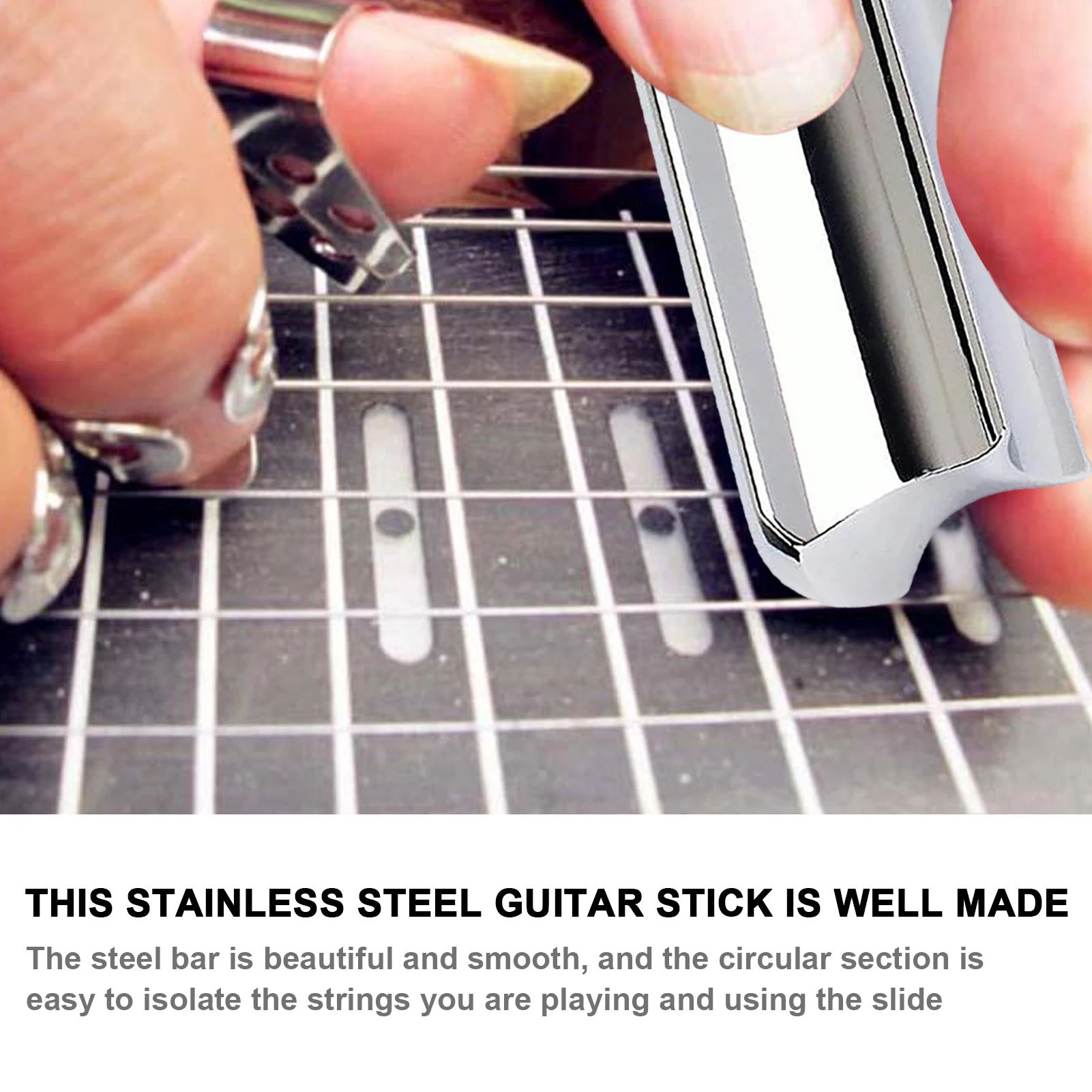 Lap & Pedal Steel Guitar Slide Stainless Tone Bar Stick & Guitar - Foto 9