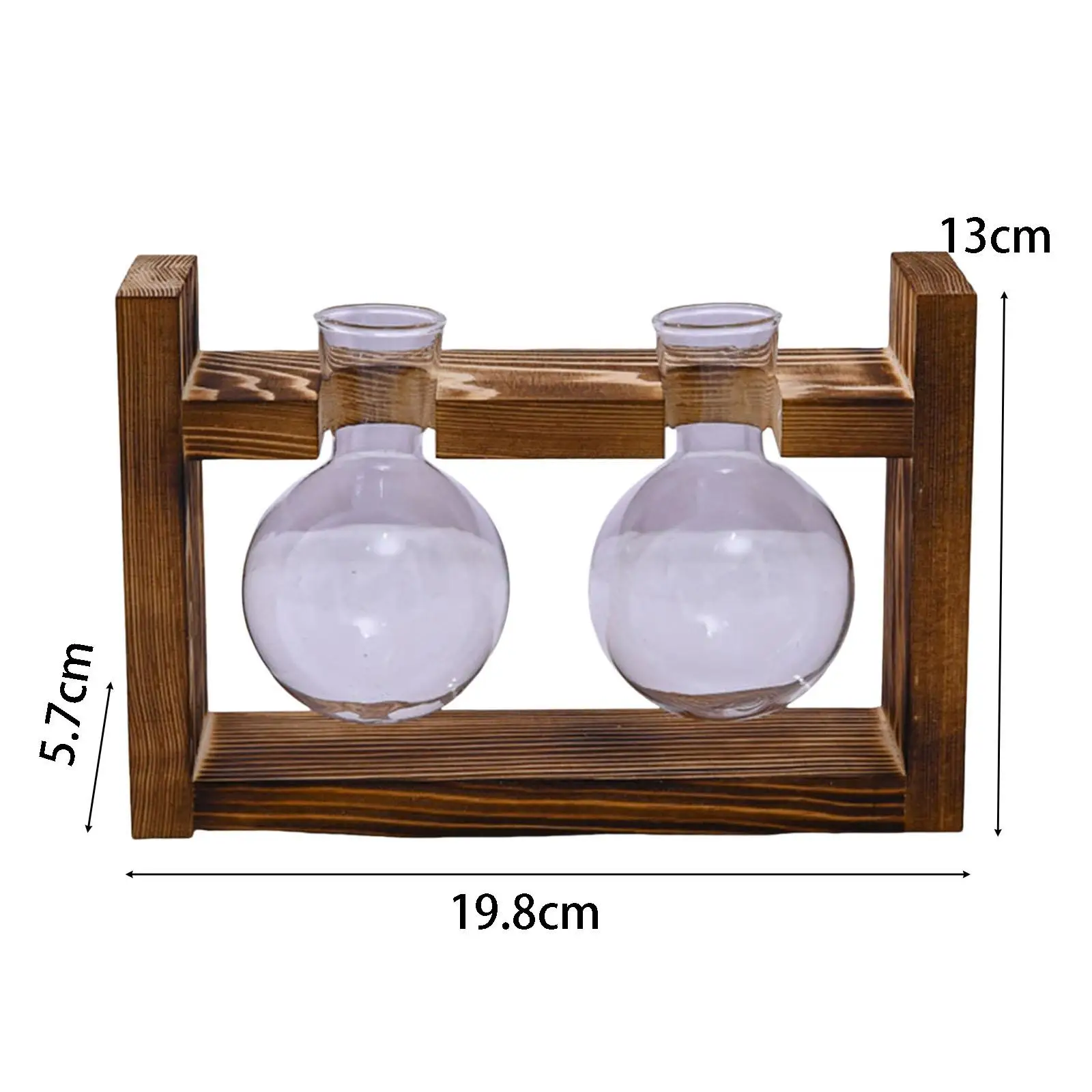 Terrarium Glass Planter with Wood Stand Flower Vase for Shelf, Bedside