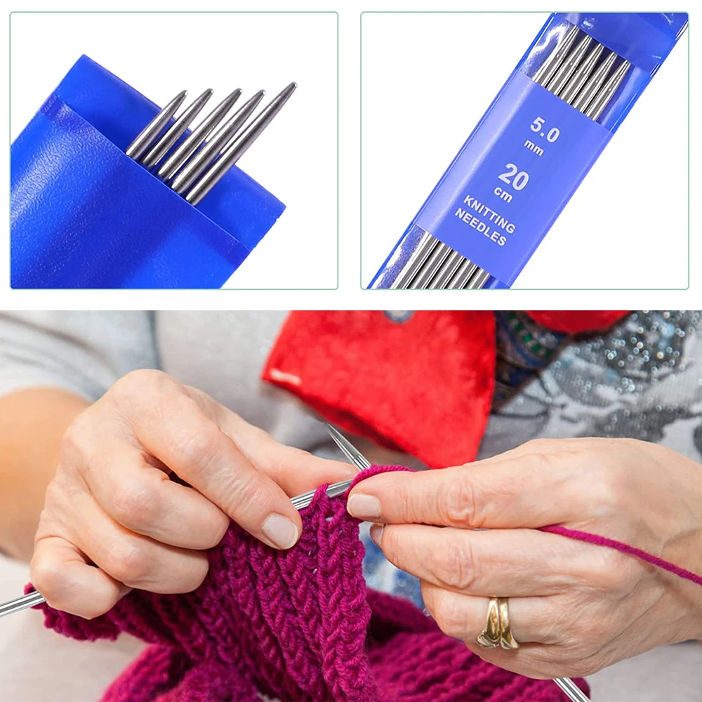 Ferri Da Maglia In Acciaio Inox 4,0 Mm - Set Da 5 Ferri Lunghi 20 Cm