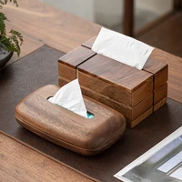 Walnut Wood Tissue Box Commercial Hotel Restaurant Paper Drawer Desktop Square Wooden Box Household Advertising Paper Drawer 2