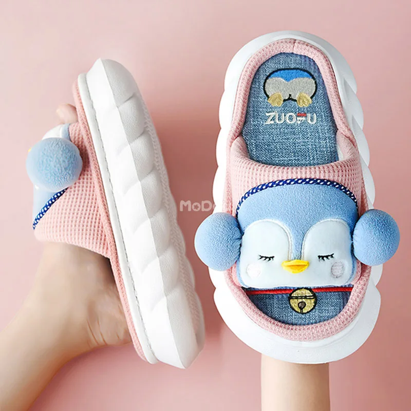 Mo Dou All Senson Designer Slippers Cute Cartoon Lovely Animals Bedroom Cotton Home Shoes Indoor Thick Sole Couples Men Women 6