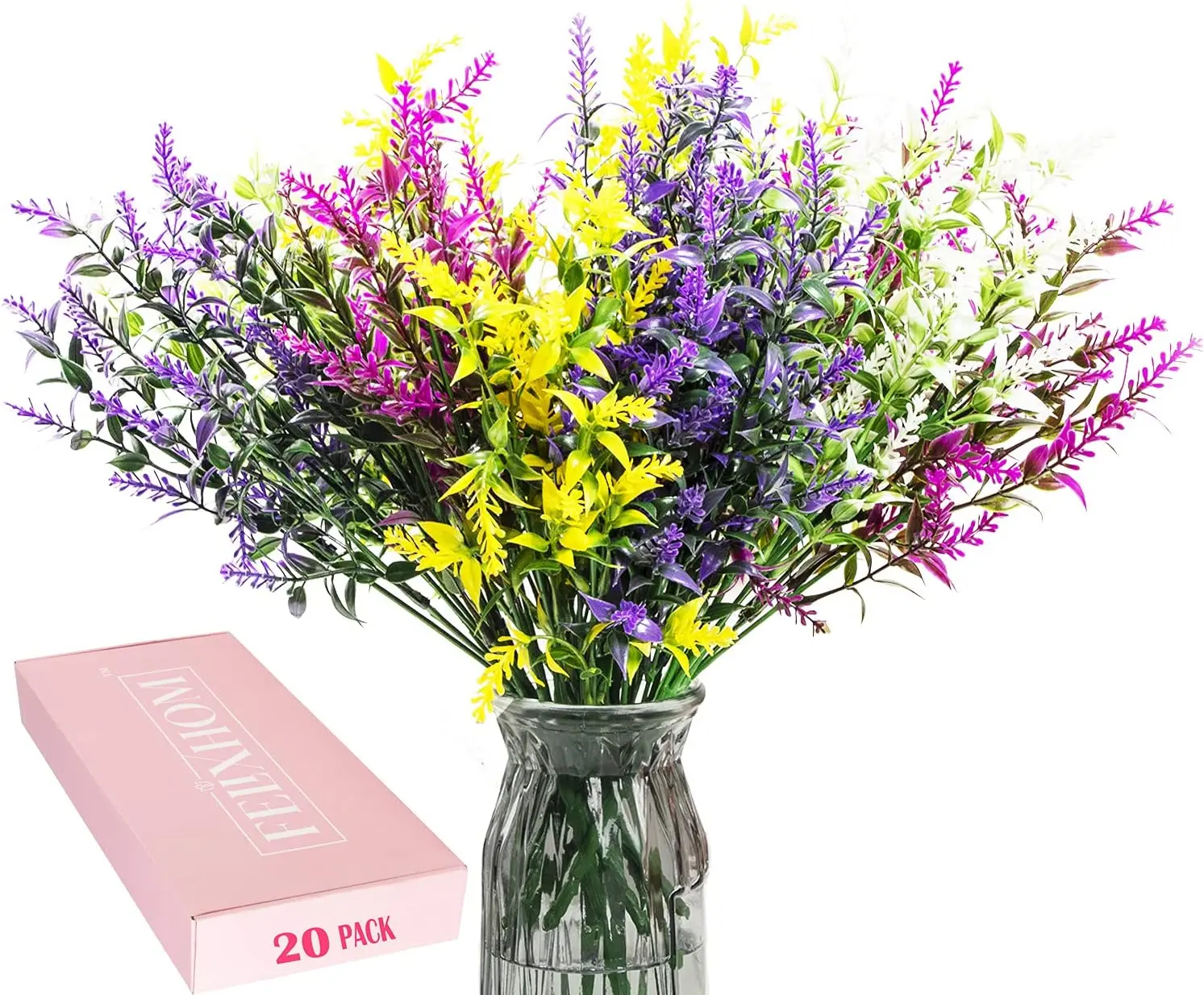 

Artificial Lavender Flowers 20 Bundles Outdoor for Home Decoration UV Resistant No Fade Faux Plastic Plants Garden Porch