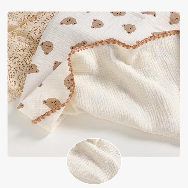 #My Soft Life# All Season 4 Layers Muslin Cotton Newborn Blanket Breathable Baby Swaddle Cute Cool Infant Quilt