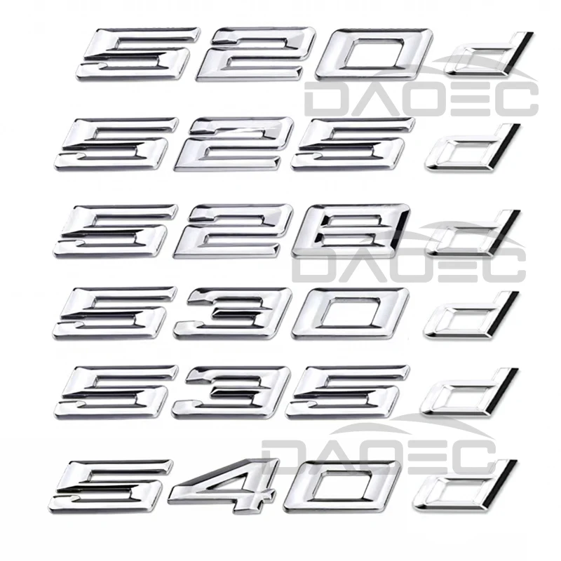 자동차 3D ABS 트렁크 문자 로고 배지 엠블럼 데칼 스티커 BMW 5 시리즈 520d 525d 528d 530d 535d 540d E39 E60 E61 F10 F11 G30