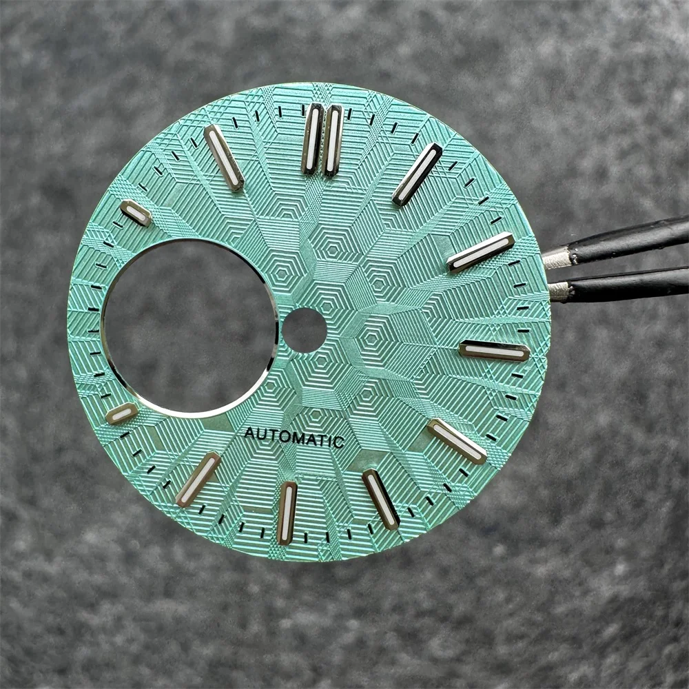 Watch Face Accessories Watch Dial Accessories 28.5mm Watch Dial Green Luminous Modification Watch Accessories Diving Texture Faces for NH38/ NH34 Movement