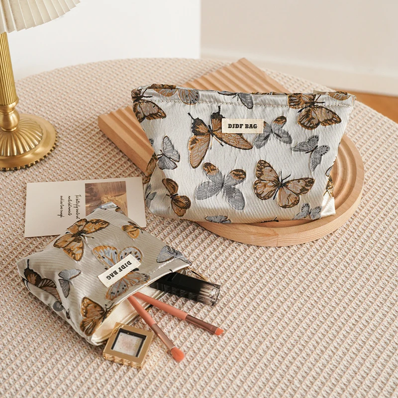 حقيبة مكياج ملونة على شكل فراشة للنساء ، حقيبة مست...
