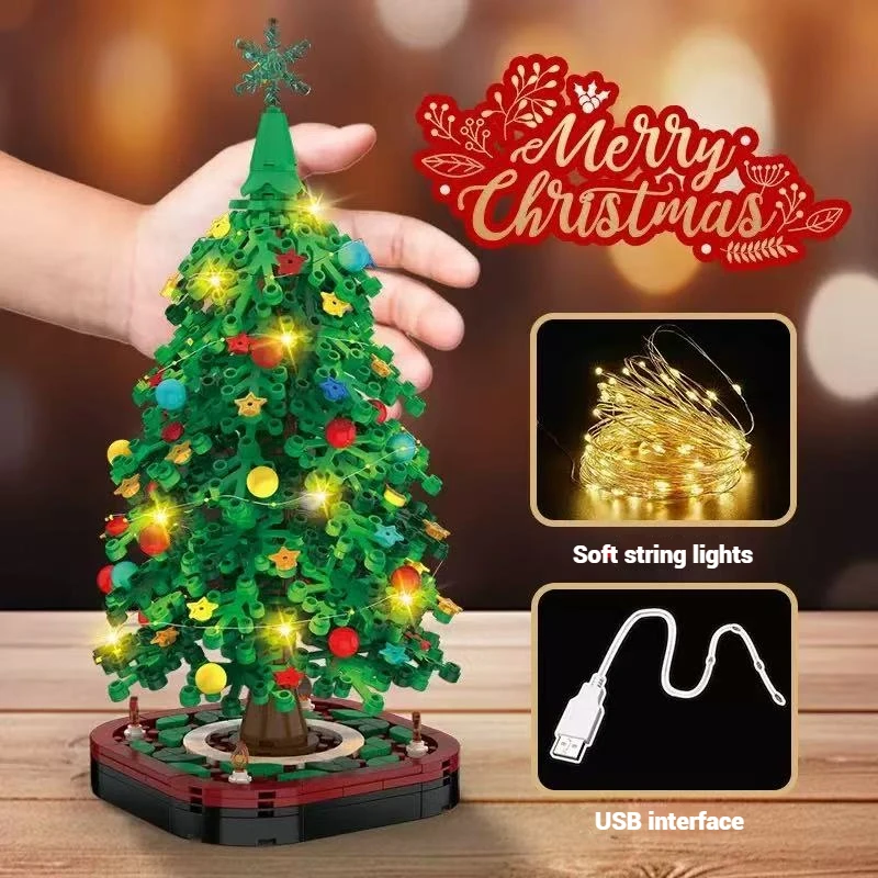 DIY children's Christmas toys and gifts, Christmas tree model building blocks, Christmas theme living room decorations - 2