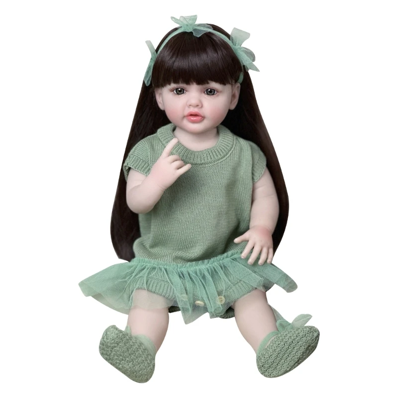 

21in/55cm Realistic Reborns Baby- Dolls Braided Hair Figure Toy