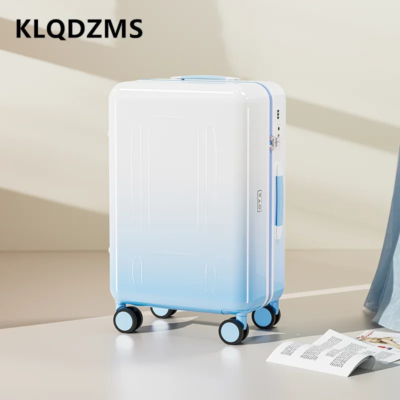 KLQDZMS ABS+PC Suitcase 20 Inch Boarding Case 24" Cart Case Cart Style Travel Bag USB Charging Port Carry-on Travel Luggage