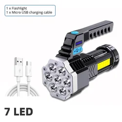 High Power Rechargeable LED Camping Torch with COB Side Light (828   7LED)