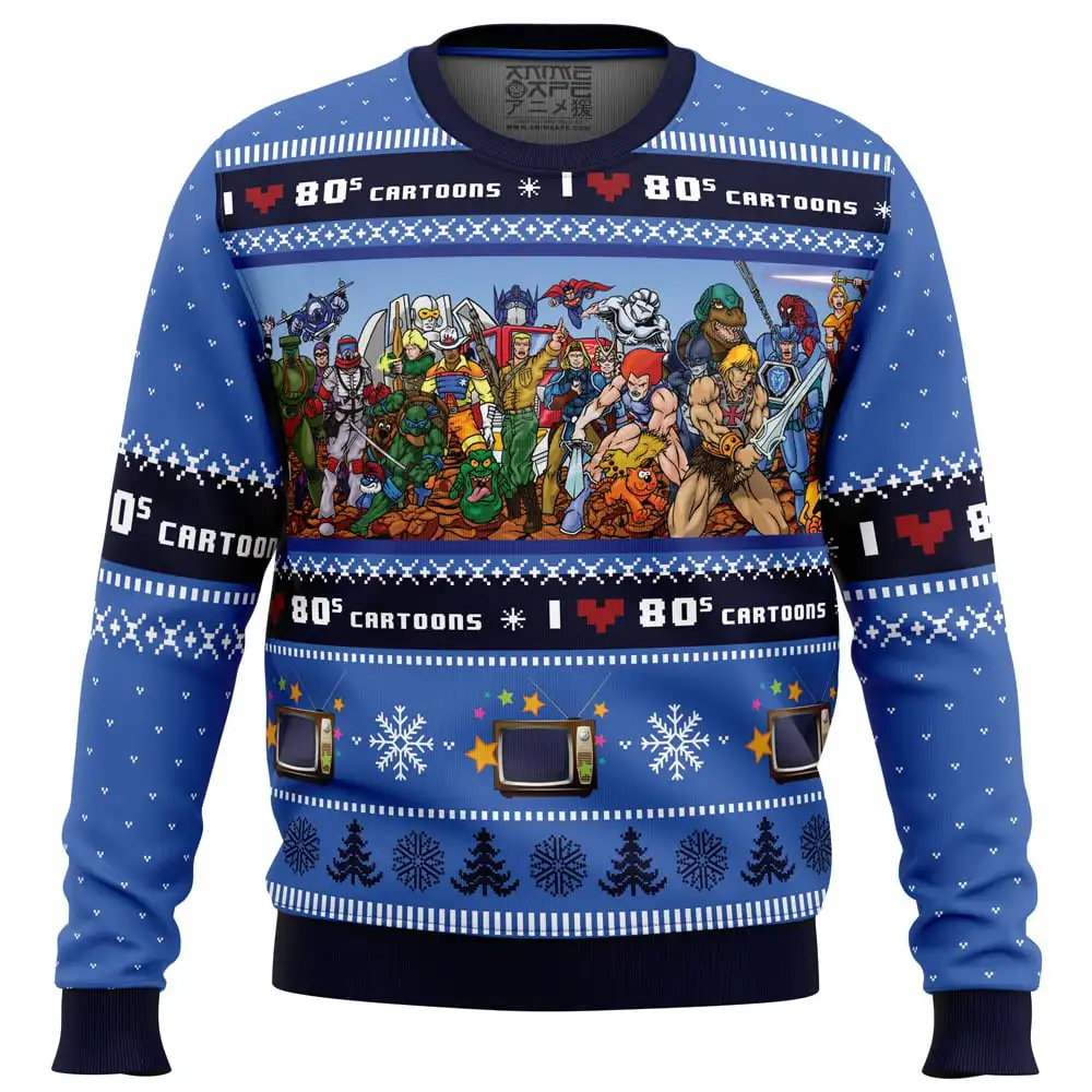 AMO 90 DIBUJOS ANIMADOS Regalo de Navidad Suéter feo Venta caliente 3D Impreso Moda Calle Sudadera con capucha de cuello redondo de gran tamaño Nuevas camisetas de hombre 2025