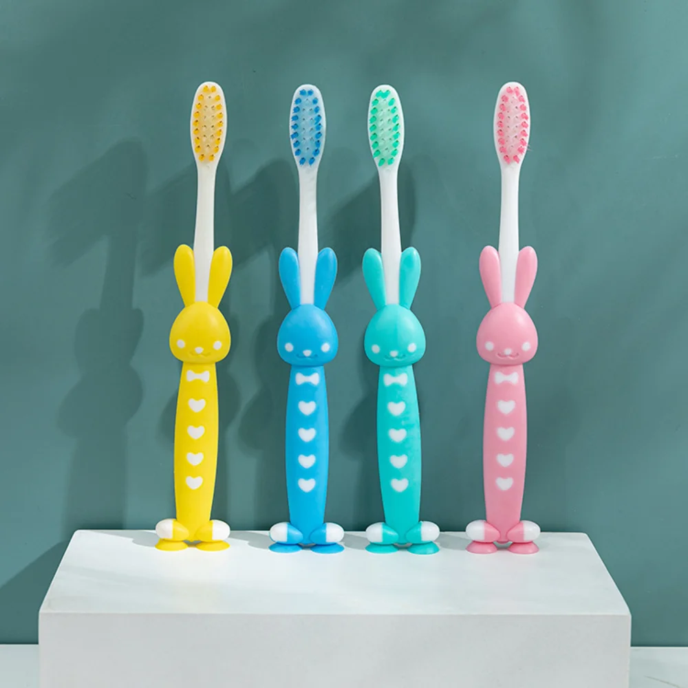 4pcs/set Cute Cartoon Toothbrush For Children Bamboo Charcoal Short