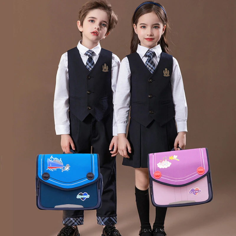 Children Cartoon Student Horizontal British Simple Backpacks Back To School Girls Boys Large Capacity Schoolbags for Travel Hot