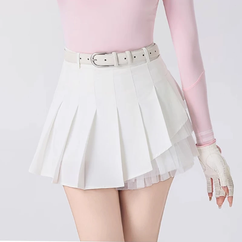 New MY golf ladies short style skirt pants woman breathable lace splicing pleated skort tennis sports casual culottes golfwear