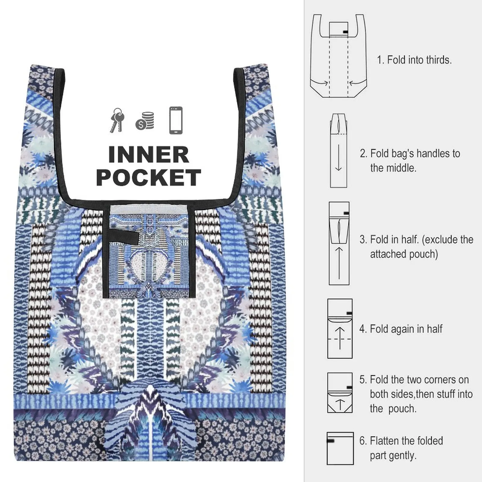 Customized Printed Shopping Bags Color Block Satchel Casual Foldable Color Blocked Tote Shopping Bags Custom Pattern