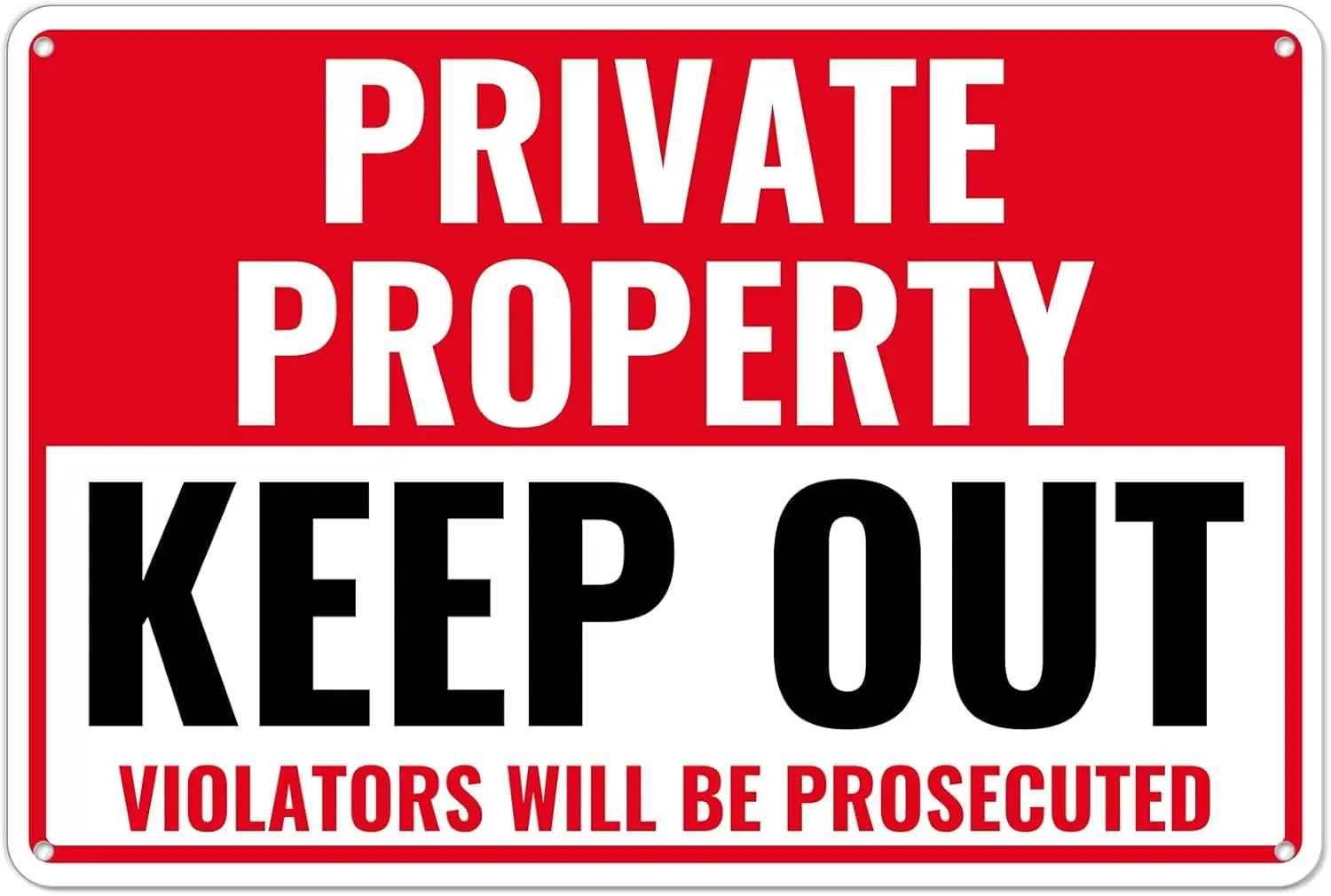 Aluminum Sign, Private Property Keep Out, Warning Video Audio Surveillance, No Trespassing Protected 24 HR Cameras CCTV Sticker