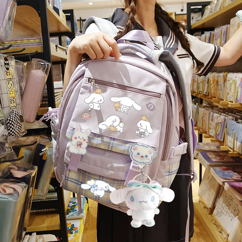 2023 Sanrio Cinnamoroll Baby Spine Protection Schoolbag Kawaii Cartoon Anime Primary School Girls Large Backpack Waterproof Gift