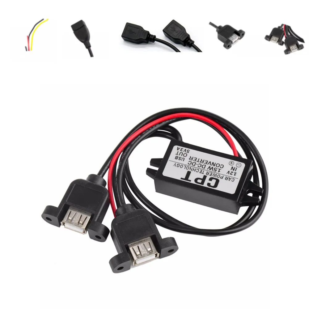Car Power Technology Charger DC Converter Module Single Port DC12V To DC5V 3A 15W With Micro USB Single Dual Install USB