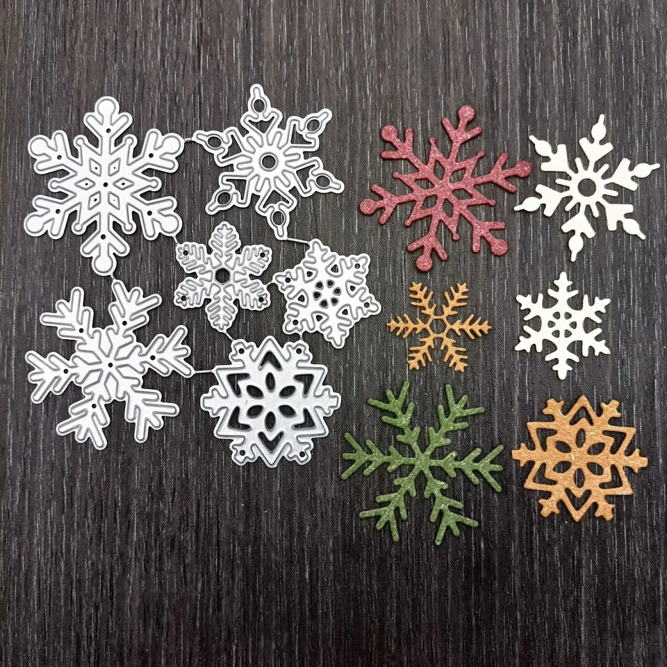 DEWIN Stampi da taglio per fiocchi di neve, in metallo con fiori di neve, fustelle da taglio artigianali per goffratura di Natale per la realizzazione