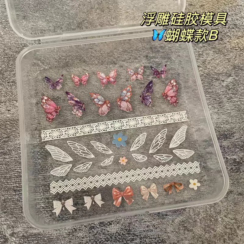 1pc  Embossed Butterfly 3D Acrylic Nail  Mold Nail Art Decorations Nails DIY Silicone Nail Stamping Plates Nails Products Nail 5
