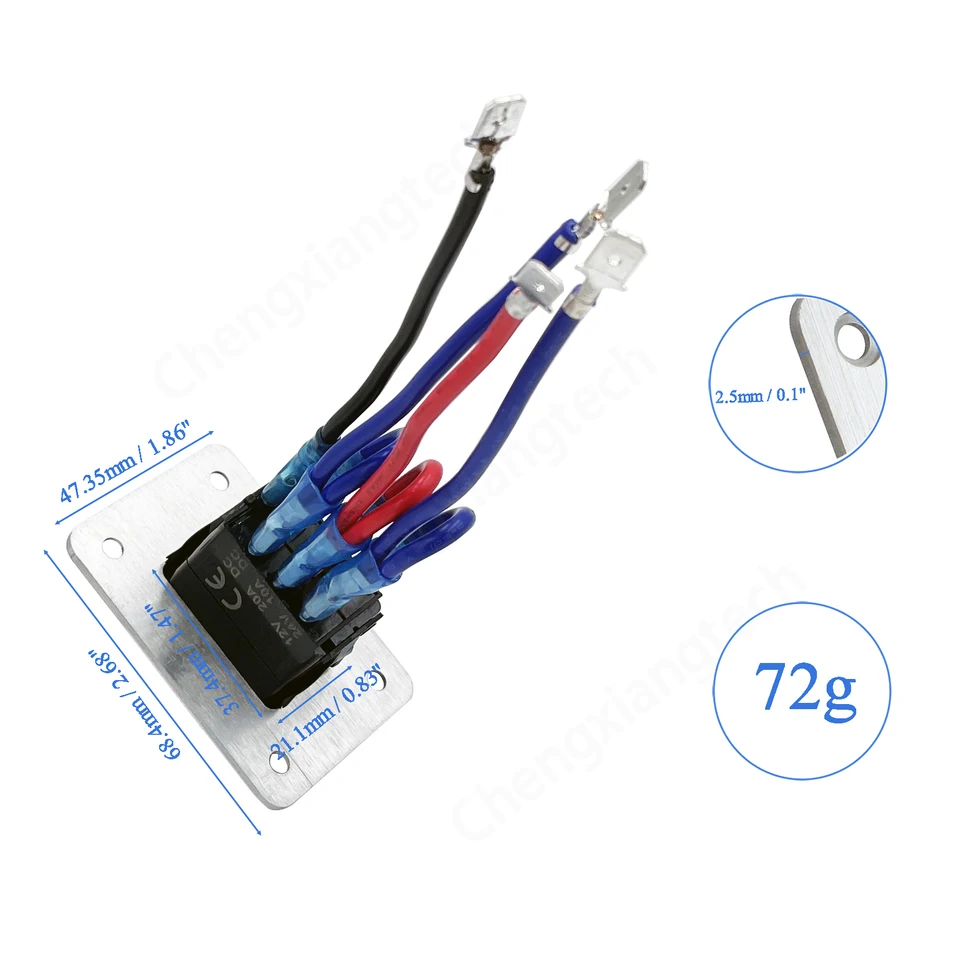 Momentary DPDT Rocker Switch - 20A 12VDC, Red Lens With Up/Down