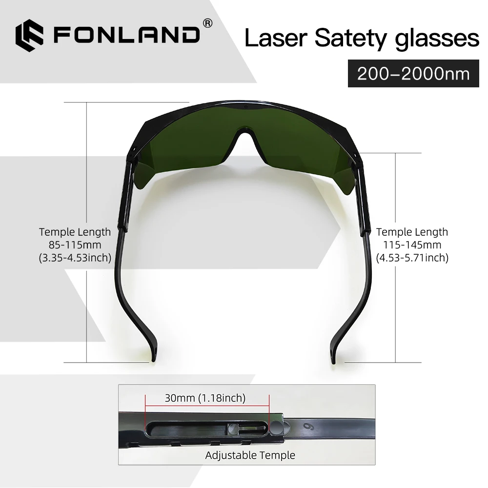 200nm-2000nm Laser Safety Eye Protective Glasses for Laser Marking & Engraving with Protect Case