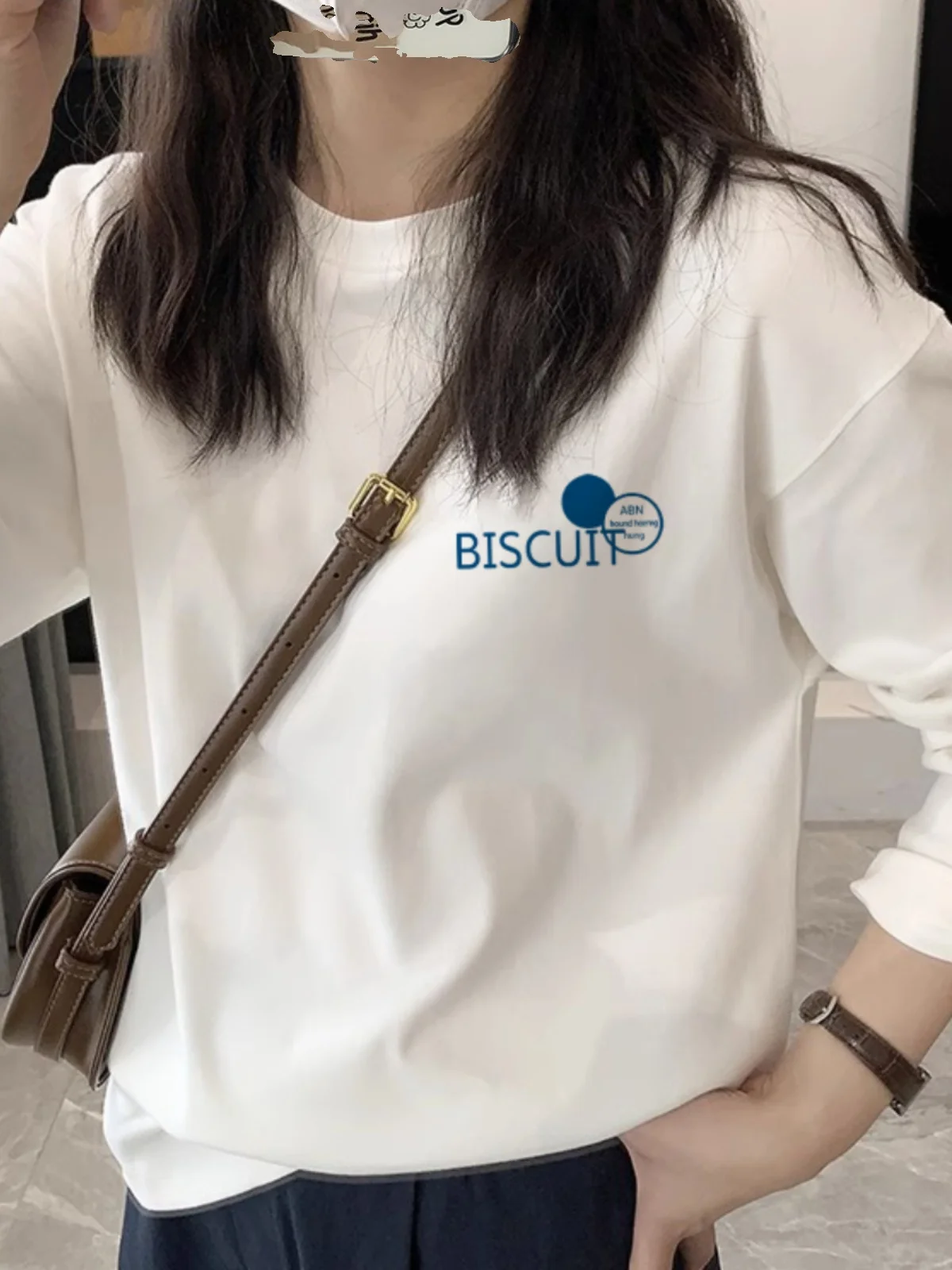 White Pure Cotton Long Sve Women's T-irt Thiened Inner Wear Base irt Korean Sle Autumn Winter Faion Top