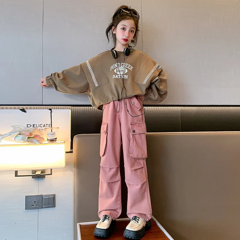

Kids Girl Cargo Pants 10 12 Years Autumn Trousers Teenager Clothes
