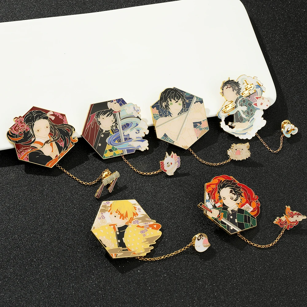 Anime Demon Slayer Kimetsu No Yaiba Enamel Pins Metal Cartoon Brooch  Backpack Hat Bag Collar Lapel Badges Fashion Jewelry Gifts - Brooches -  AliExpress
